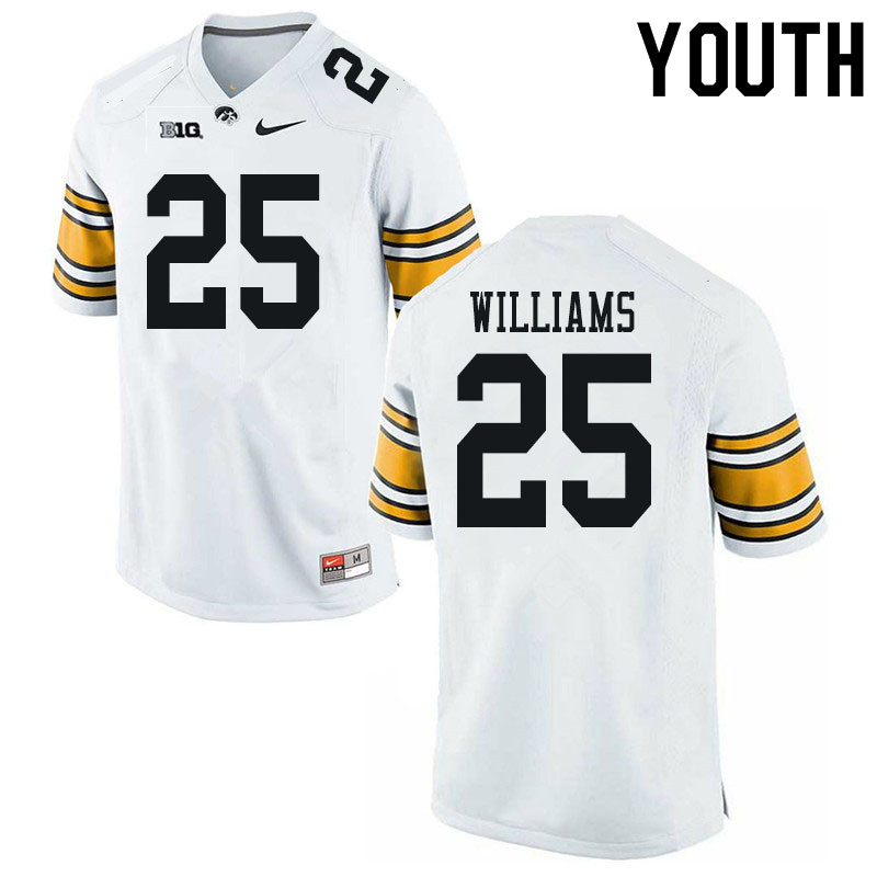 Youth #25 Gavin Williams Iowa Hawkeyes College Football Jerseys Sale-White - Click Image to Close